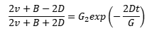 (2v+B-2D)/(2v+B+2D)=G2exp(-2Dt/G)